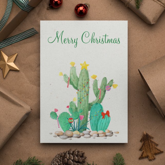 Happy Holidays Desert Cactus Southwest Holiday Card (Creator Uploaded)