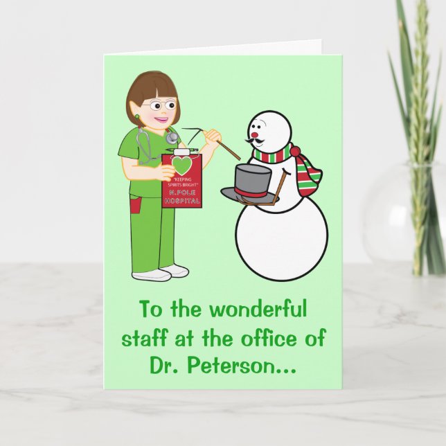 Happy Holidays Doctor's Office Name Customisable Holiday Card (Front)