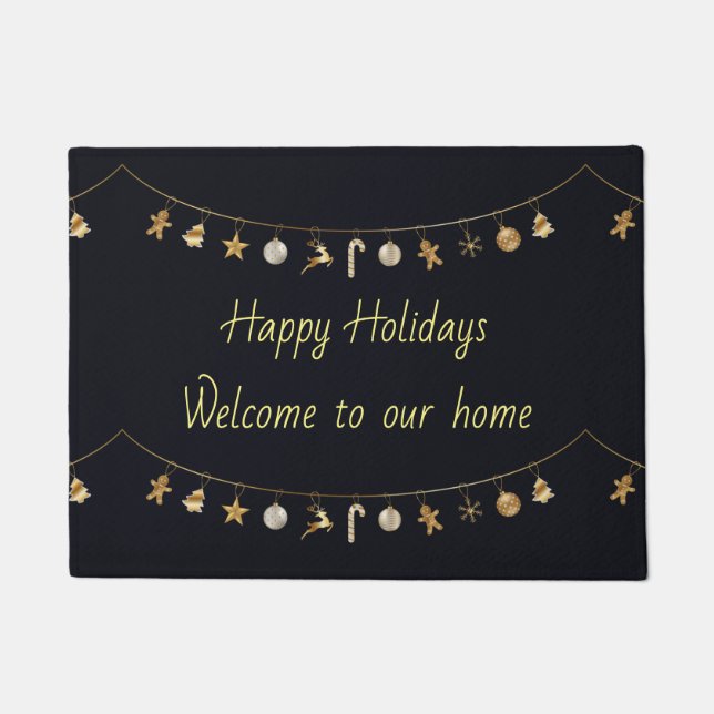Happy Holidays door mat. Customizable. Doormat (Front)