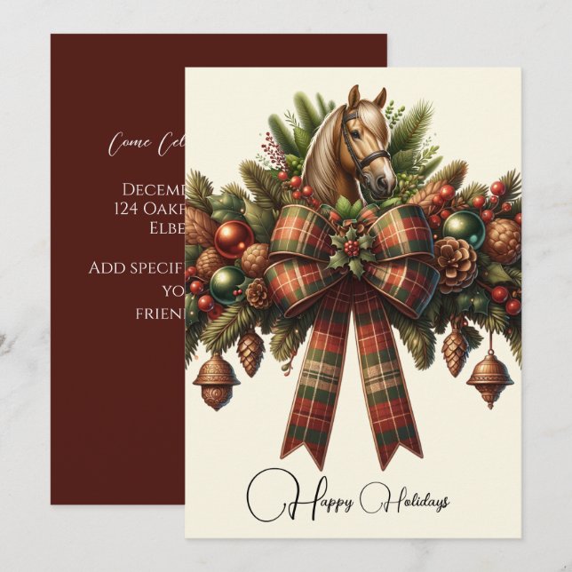 Happy Holidays Dressage Christmas Invitation (Front/Back)