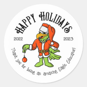 Happy Holidays Eagle Grinch Educator Classic Round Sticker