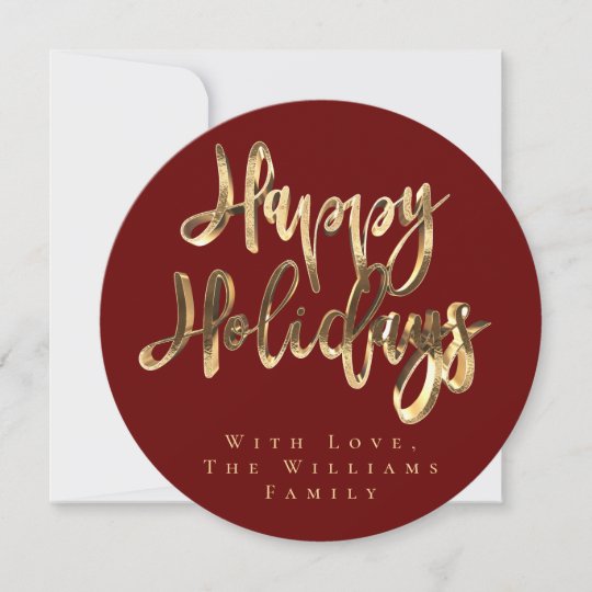 Happy Holidays Elegant Burgundy Red and Gold Chic Holiday Card | Zazzle ...