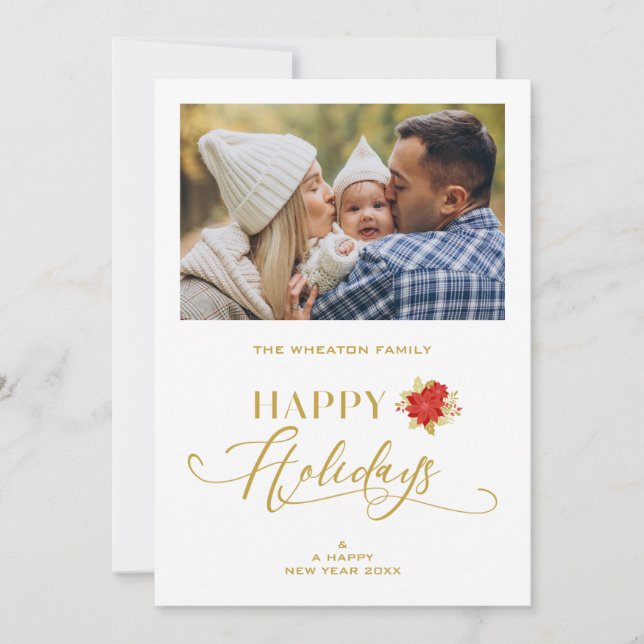 Happy Holidays Elegant Christmas Photo Holiday Card (Front)