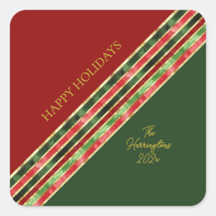 Happy Holidays Elegant Colourful Christmas Square Sticker