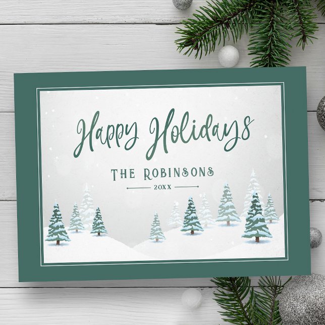 Happy Holidays Elegant Country Winter Art Scene  Holiday Card (Available in high quality print or digital download for quick text messaging, email or self print.)