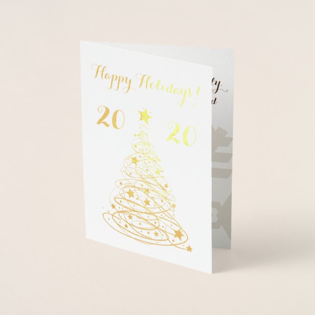 Happy Holidays elegant customisable Foil Card (Front)