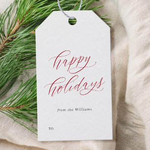 Happy Holidays Elegant Minimalist Script Christmas Gift Tags
