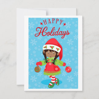 Happy Holidays Elf Girl Holiday Card