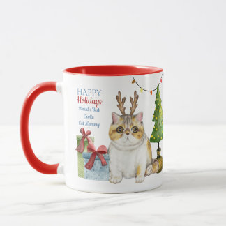Happy Holidays EXOTIC Cat Mum Custom Christmas Mug