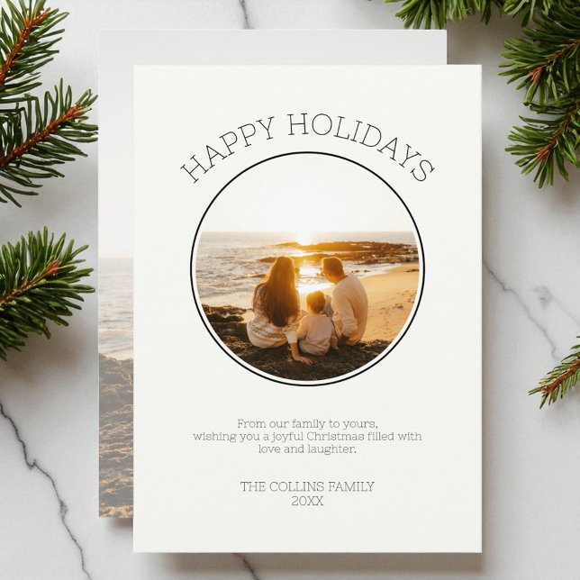 Happy Holidays Family 2 Photo Modern Christmas Holiday Card (Happy Holidays Family 2 Photo Modern Christmas Holiday Card)