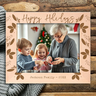 Happy Holidays Family Name  Etched Frames