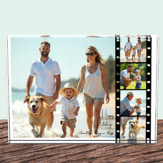 Happy Holidays Family Photo Block, Old Camera Film Block