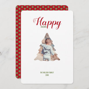 Happy Holidays Family Photo Christmas Tree Card