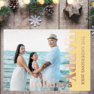 Happy Holidays Family Photo Classic Soft Gold Foil Holiday Card