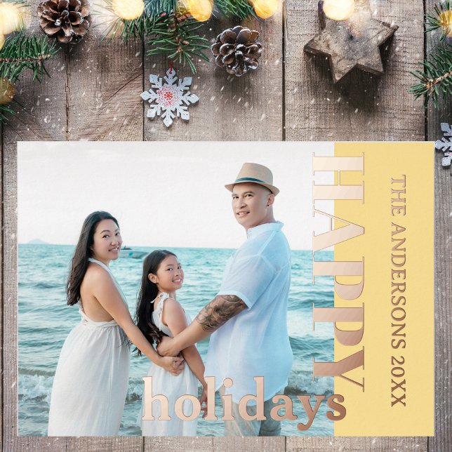 Happy Holidays Family Photo | Classic Soft Gold Foil Holiday Card (Creator Uploaded)