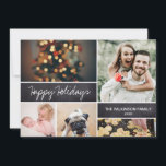 Happy Holidays Family Photo Collage Holiday Card<br><div class="desc">Your beautiful family photos deserve to be shared during this time of year as you send warm wishes. Personalise this modern design with your family's name and the year. The back is solid so no need for extra writing. If you would like a greeting on the back feel free to...</div>