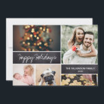 Happy Holidays Family Photo Collage Holiday Card<br><div class="desc">Your beautiful family photos deserve to be shared during this time of year as you send warm wishes. Personalise this modern design with your family's name and the year. The back is solid so no need for extra writing. If you would like a greeting on the back feel free to...</div>