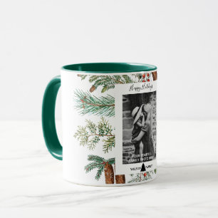 Happy Holidays Family Photo Pine Christmas  Mug