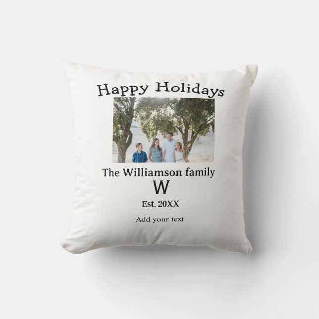 Happy holidays family photo renuion name letter ye cushion (Front)