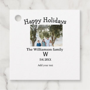 Happy holidays family photo renuion name letter ye favour tags