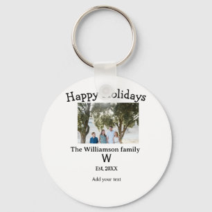 Happy holidays family photo renuion name letter ye key ring