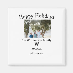 Happy holidays family photo renuion name letter ye magnet