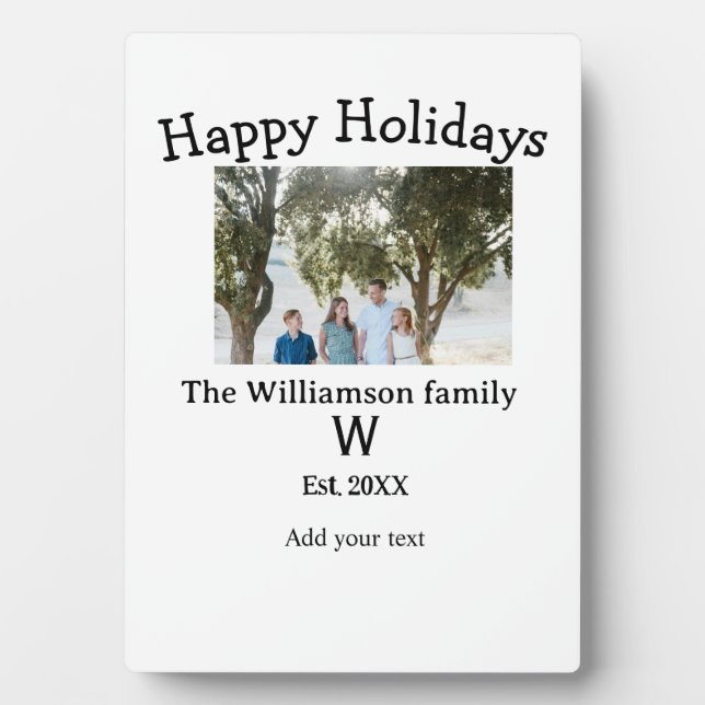 Happy holidays family photo renuion name letter ye plaque (Front)