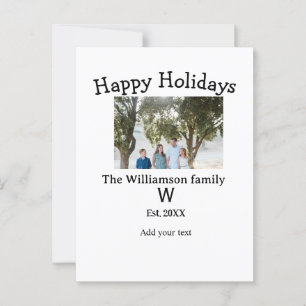 Happy holidays family photo renuion name letter ye postcard