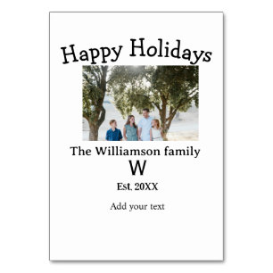 Happy holidays family photo renuion name letter ye table number