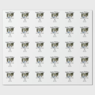 Happy holidays family photo renuion name letter ye wrapping paper