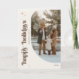 Happy Holidays Family Photo Retro Christmas Holiday Card