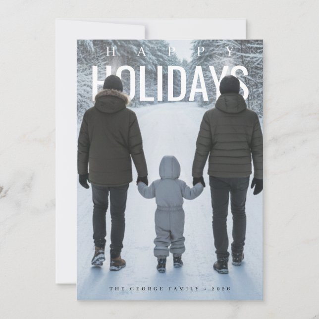 Happy Holidays Family PhotoPop Minimalist Holiday Card (Front)