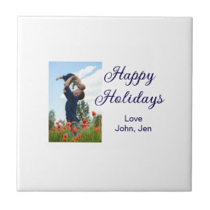 Happy holidays father son Christmas family gifts m Ceramic Tile
