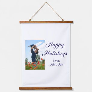 Happy holidays father son Christmas family gifts m Hanging Tapestry