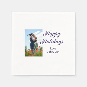 Happy holidays father son Christmas family gifts m Napkin
