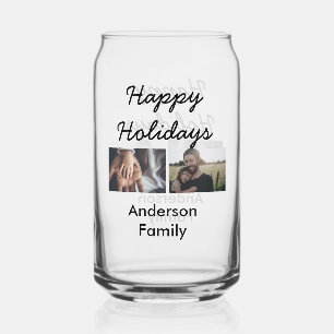 Happy holidays father son Christmas photo family n Can Glass