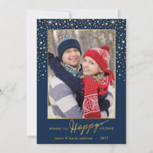 Happy Holidays Faux Foil Confetti Holiday Photo Card