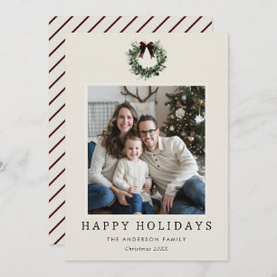 Happy Holidays Festive Christmas Wreath Photo Holiday Card