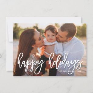 Happy Holidays Festive Handwritten Script Photo Holiday Card