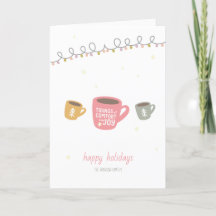 Happy Holidays - Festive Mugs Folded Holiday Card