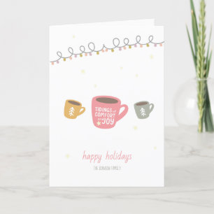 Happy Holidays - Festive Mugs Folded Holiday Card