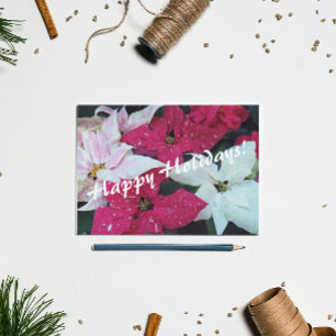 Happy Holidays Festive Poinsettias Holiday Card