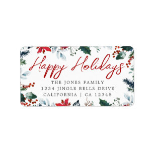 Happy Holidays Festive Return Address Label