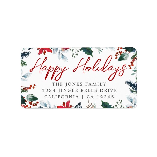 Happy Holidays Festive Return Address Label (Front)