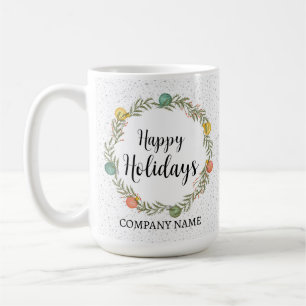 Happy Holidays Festive Wreath Corporate Gift Coffee Mug