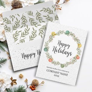 Happy Holidays Festive Wreath Corporate Holiday Card