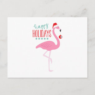 Happy Holidays Flamingo Postcard