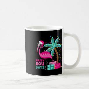 Happy Holidays Flamingo Santa Hat Christmas In Jul Coffee Mug