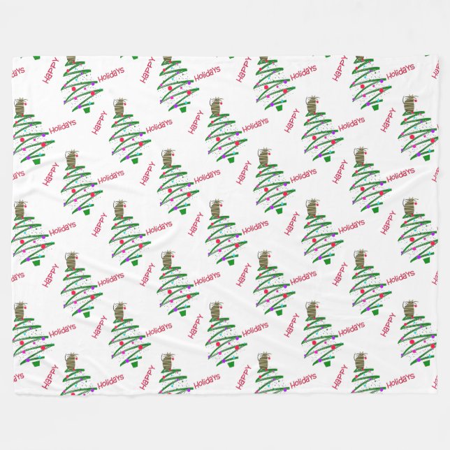 Happy Holidays Fleece Blanket (Front (Horizontal))