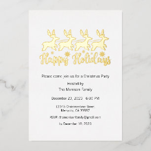 Happy Holidays Foil Party Invite, Christmas Party  Holiday Card